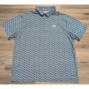 Under Armour Playoff Polo Men's Blue Floral Hawk All Over Print AOP Size 3XL